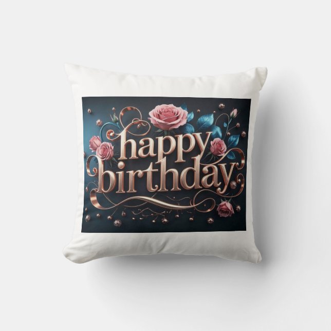 Coussin Rose or anniversaire luxueux élégant extravagant (Recto)