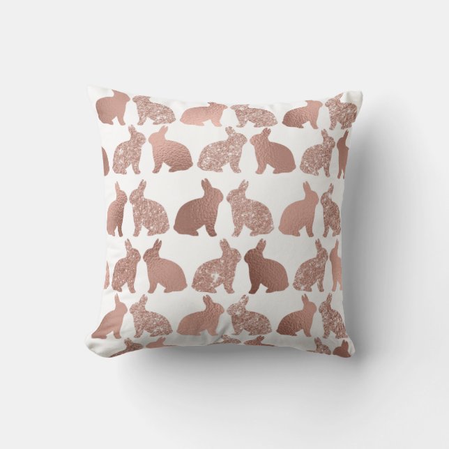 Coussin Rose or Bunny Pâques Printemps Rabbit Parties scin (Recto)