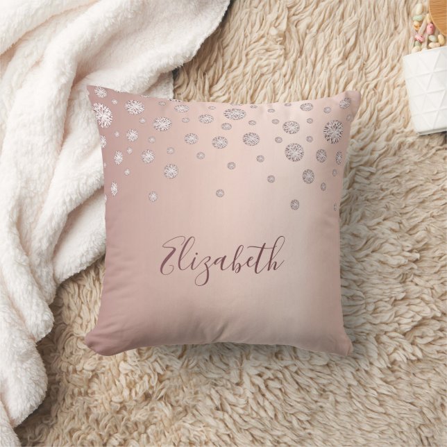 Coussin Rose or rousse diamants nom girly (Couverture)