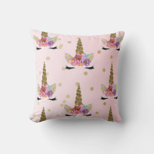 Coussin Rose & Or tendance moderne Unicorn Horn #2