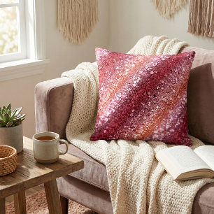 Coussin Rose Pailletée Dégradé Brillante