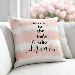 Coussin Rose Pâle Aquarelle À ceux qui rêvent