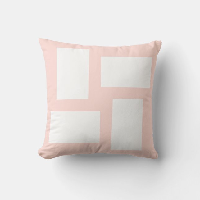 Coussin Rose Pâle et Blanc Design Abstrait (Recto)