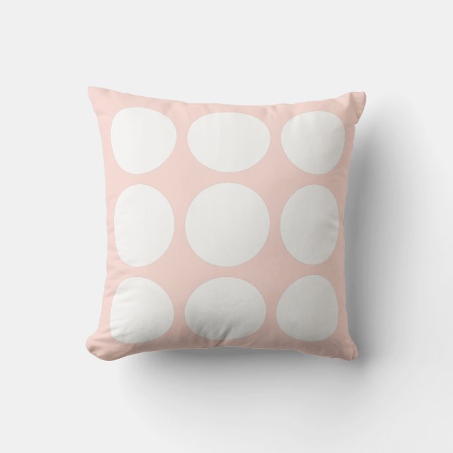 Coussin Rose Pâle et Blanc Design de Cercle Abstrait en Pa (Recto)