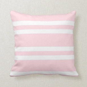 Coussin rose pâle et blanc rayé