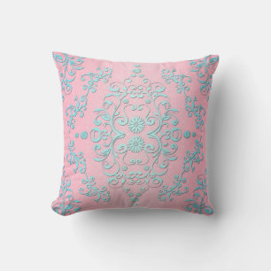 Coussin Rose pâle et bleu poudré Fille Damas