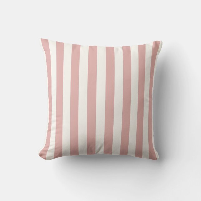 Coussin Rose Pâle et Rayure Pastel Blanc (Recto)