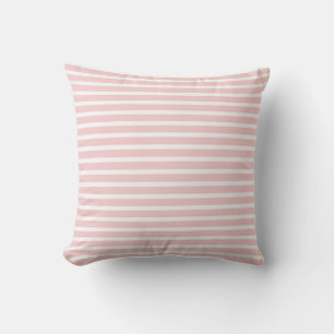 Coussin Rose Pâle et Rayures Blanches Féminines