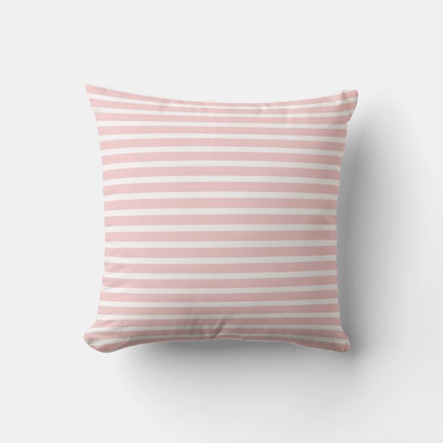 Coussin Rose Pâle et Rayures Blanches Féminines (Recto)