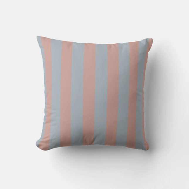 Coussin Rose Pâle Et Rayures Bloc de Couleur Bleu Glaçon  (Recto)