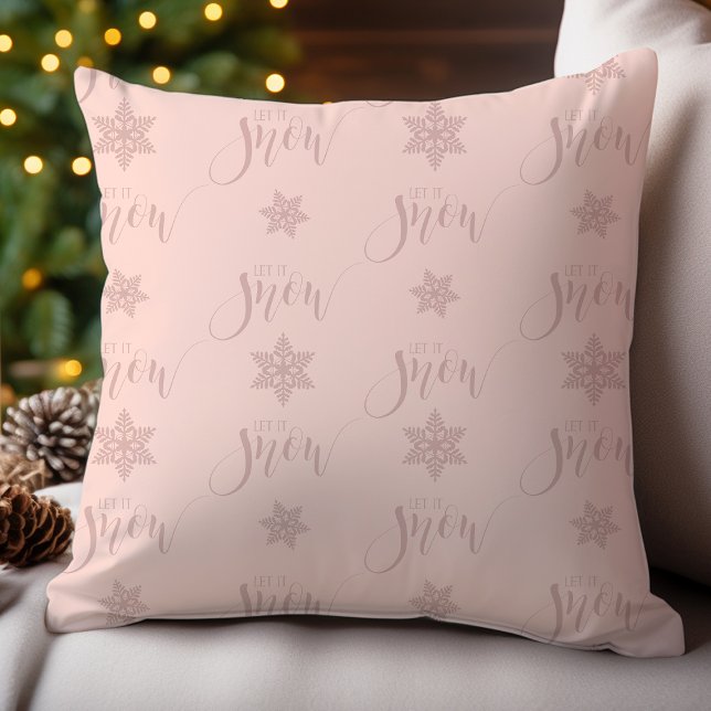 Coussin Rose Pâle Fête de Neige Holiday (Créateur téléchargé)