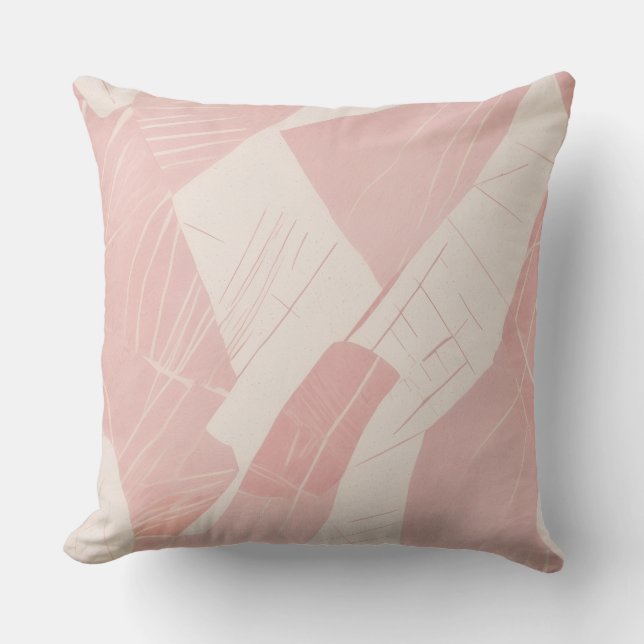 Coussin Rose Pâle Géométrique Abstrait (Recto)