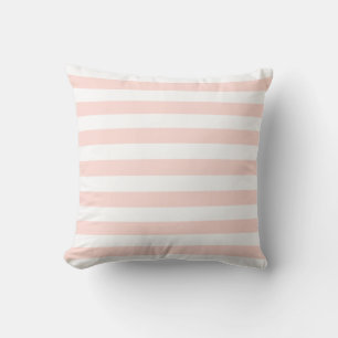 Coussin Rose Pâle & Lignes Motif Blanc