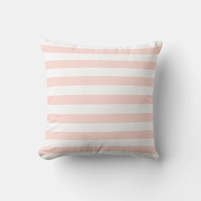 Coussin Rose Pâle & Lignes Motif Blanc (Recto)