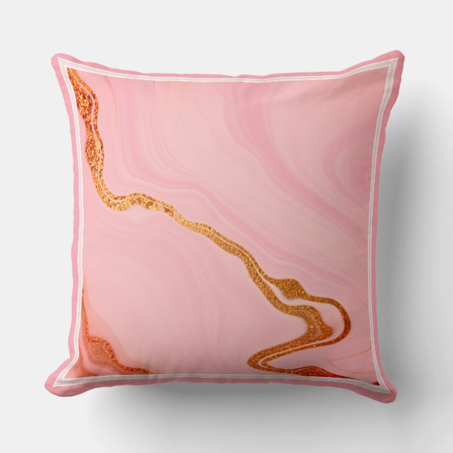 Coussin Rose Pale Pétale Mélange Faux Marbre (Recto)