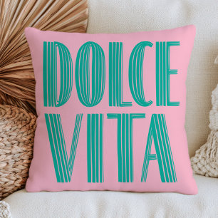 Coussin Rose Pâle & Vert Dolce Vita Esthétique Italienne