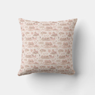Coussin Rose Pâle Village Anglais Mariage Aquarelle