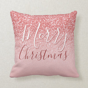 Coussin Rose Parties scintillant or Blush Ombre Joyeux Noë