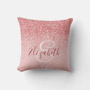 Coussin Rose Parties scintillant or Blush Ombre Monogram