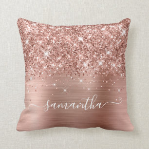 Coussin Rose Parties scintillant or et Foil Girl Signature