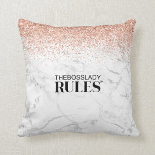 Coussin Rose Parties scintillant or Marbre Boss Nom de la