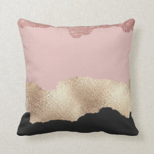 Coussin Rose Parties scintillant or noir rose Abstrait Gir