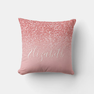Coussin Rose Parties scintillant or rose Ombre Nom