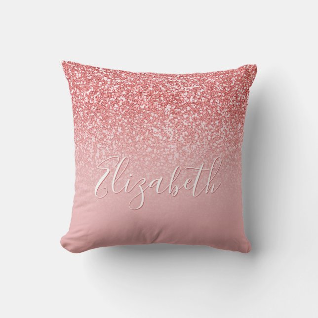 Coussin Rose Parties scintillant or rose Ombre Nom (Recto)
