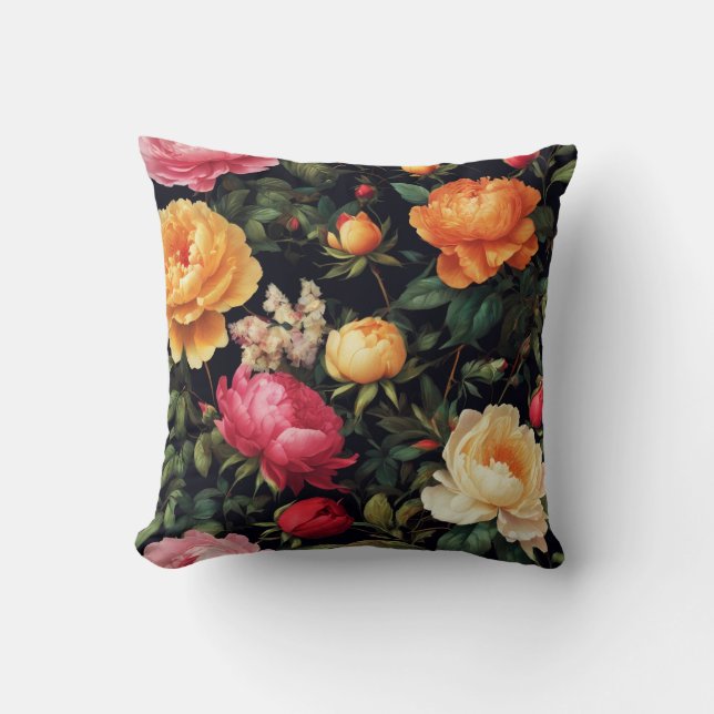Coussin Rose, Peonies. L'âge d'or néerlandais. (Recto)