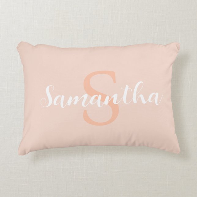 Coussin rose personnalisé avec nom initial (Devant)