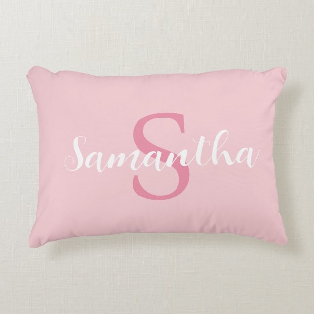 Coussin rose personnalisé avec nom initial (Devant)