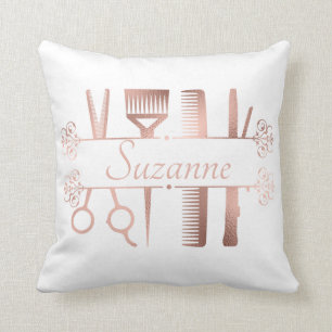 Coussin Rose personnalisé cheveux Gold Styliste Coiffeur