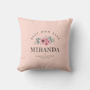 Coussin Rose Personnalisée Meilleure Maman Jour des Mères