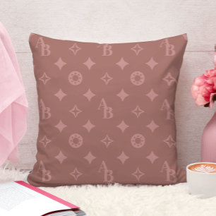 Coussin Rose Pink on Mauve Custom Initial Monogramme Motif