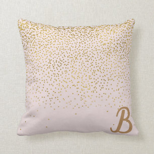 Coussin Rose poudré et confettis dorés Moderne Glam Tendan