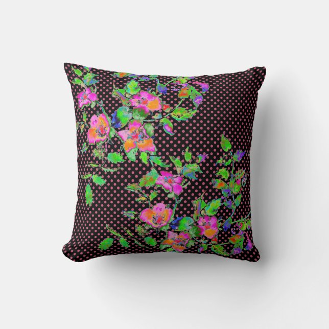 Coussin Rose Poudrée Vintage - pois rose/blanc (Recto)