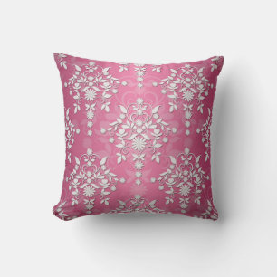 Coussin Rose princesse rose pâle damassé