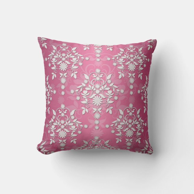 Coussin Rose princesse rose pâle damassé (Recto)