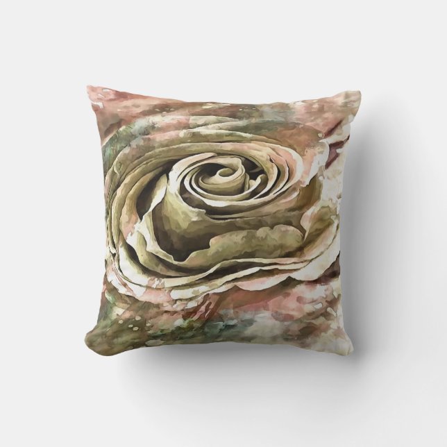 Coussin Rose romantique corail et gris (Recto)