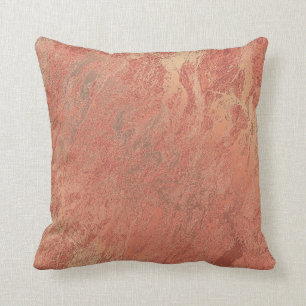 Coussin Rose Rose Blush Powder Coral en cuivre Marbre Abst