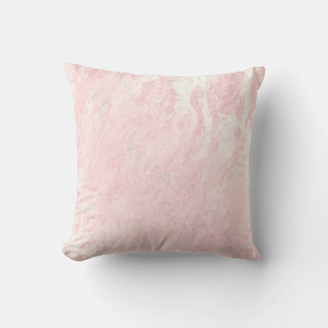 Coussin Rose Rose Blush Powder Pastel Glam Marbre Blanc (Recto)