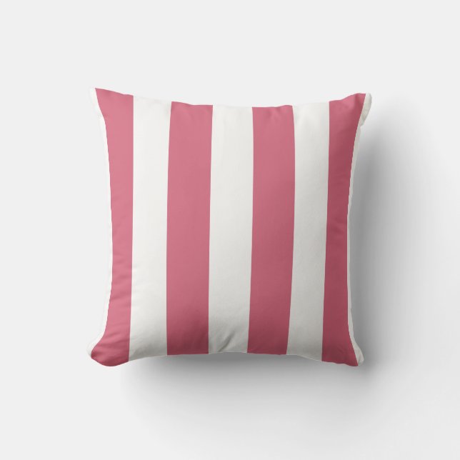Coussin Rose rose et blanc rayé (Recto)