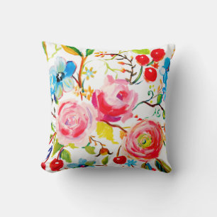 Coussin Rose rose et cerise blanc