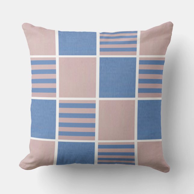Coussin Rose rose et sérénité bébé bleu Carrés (Recto)