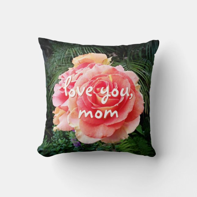 Coussin Rose Rose Fleur Photographie Vous aimez Maman Scri (Recto)