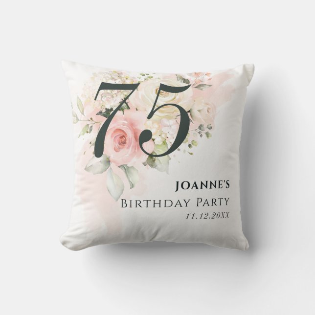 Coussin Rose Rose Floral Bunch 75e fête d'anniversaire (Recto)