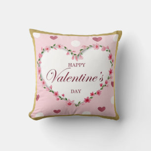Coussin Rose Rose Floral Coeurs Cadeaux de la Saint Valent