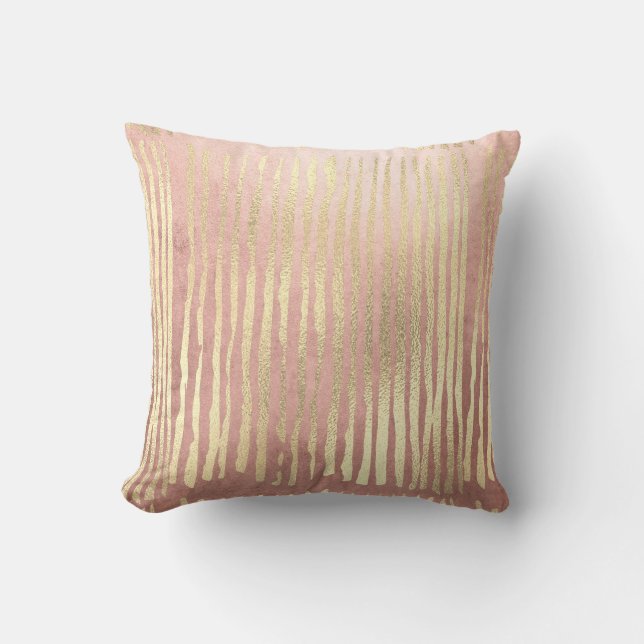 Coussin Rose rose Foxier Blush Gold Stropes Pastel (Recto)