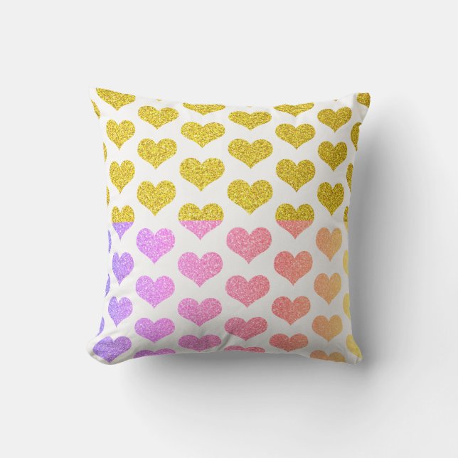 Coussin Rose Rose Gold Hearts Motifs Ombre 2022 mignonne (Recto)
