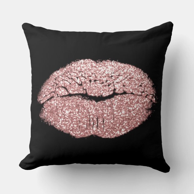 Coussin Rose Rose Gold Lièvres Parties scintillant Black M (Recto)